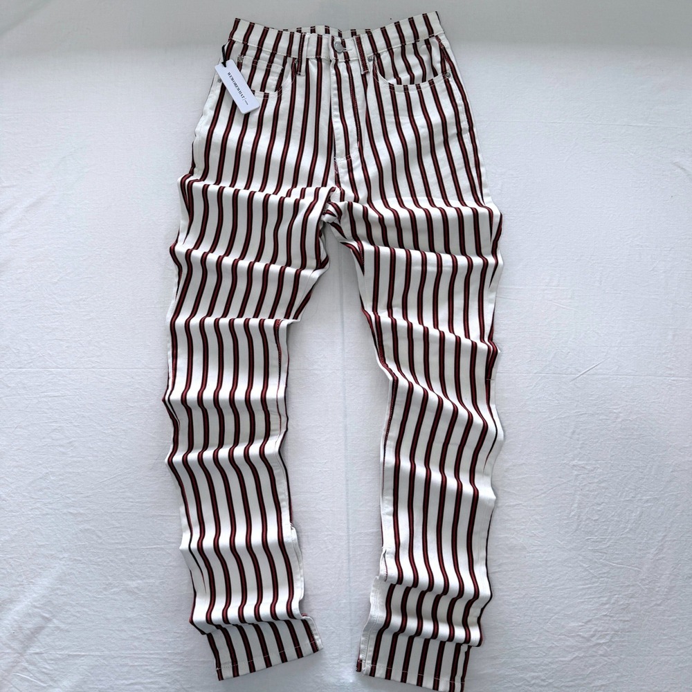 WeWoreWhat Stiletto Slit Jeans Womens 26 Rocker Stripe Ivory NWT $168 Skinny